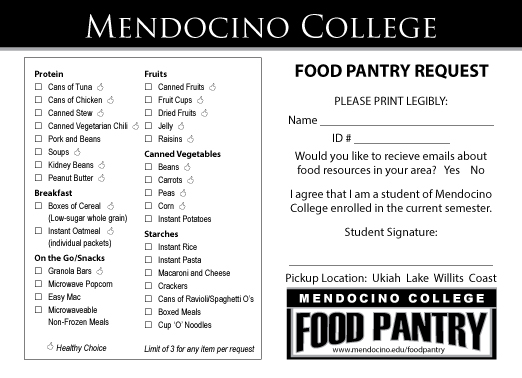 Mendocino College Food Pantry Mendocino College